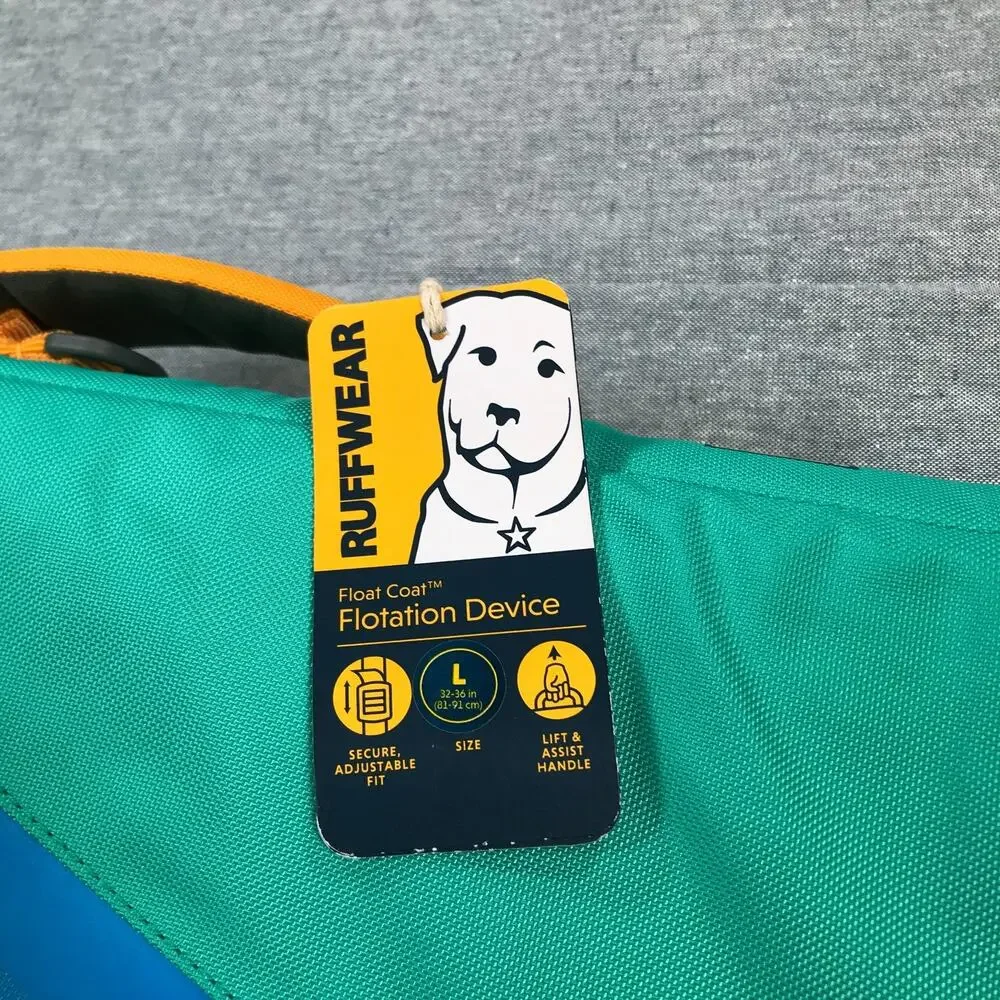 RuffWear Large Float Coat Dog Life Jacket Water Flotation Device Blue Green NWT